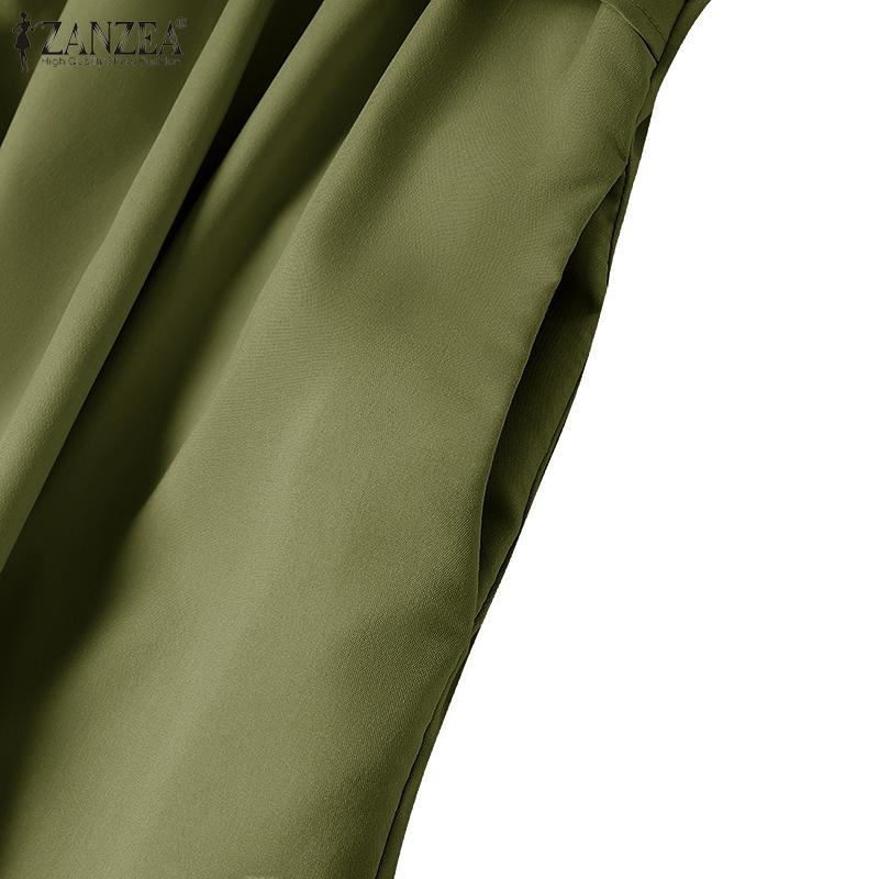 ZANZEA Dámské ležérní šaty s kulatým výstřihem, volné, jednobarevné, s dlouhým rukávem, dlouhé