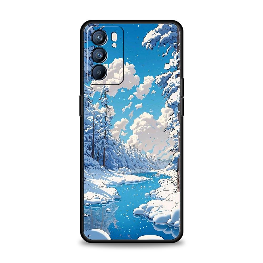 Landscape Winter Light Snow Case For Oppo Reno13 Reno12 Reno11 F Reno10 Pro A54 5G Find X5 A53 A52 A9 A17 4G A79 A80 A98 Cover
