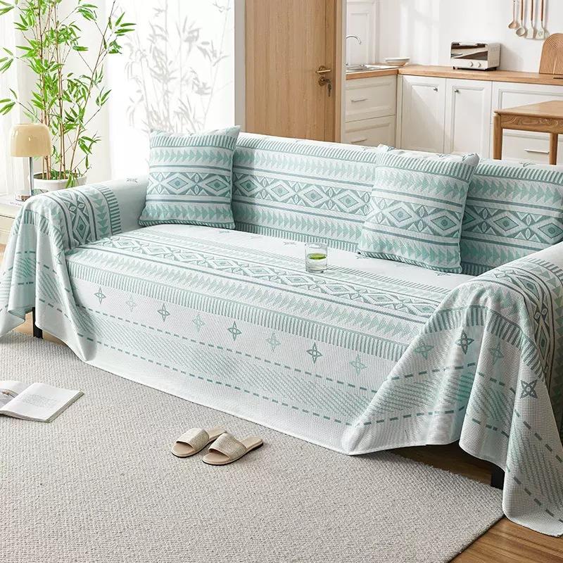 Summer Cool Ice Silk Sias Sofa Towel Full Covered Anti-Slip Sofa Slipcover Living Room One Piece Sofa Blanket