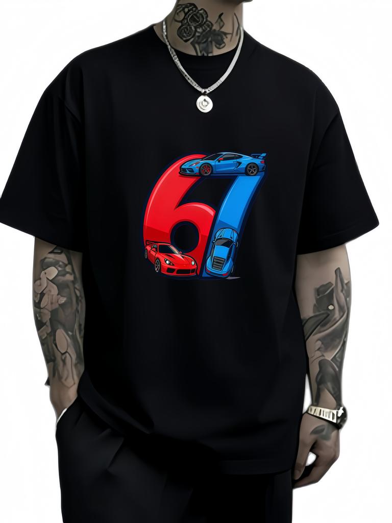 Mens Fashion Footballstyle Size 67 Highquality Loose Outdoor Casual Roundneck Top