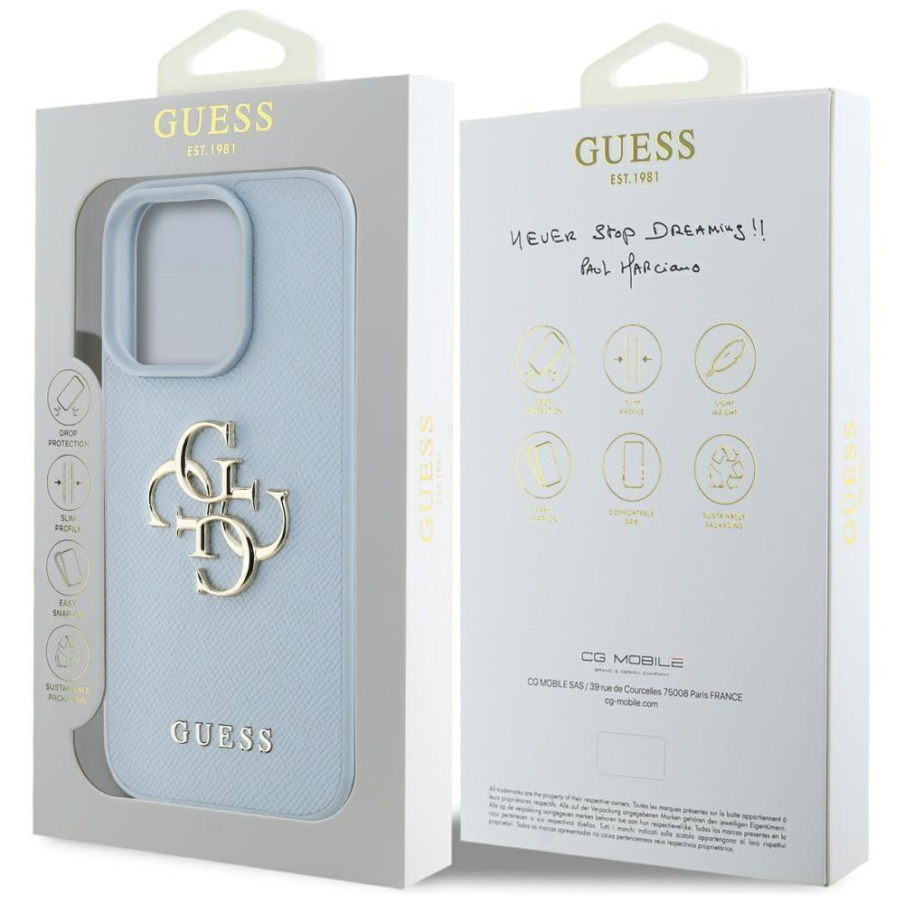 Hülle für iPhone 16 Pro Max Guess Gekörntes Klassisches Logo Blau