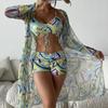 Trendy Floral Three-Piece Women's Bikini Set for Beach Vacation