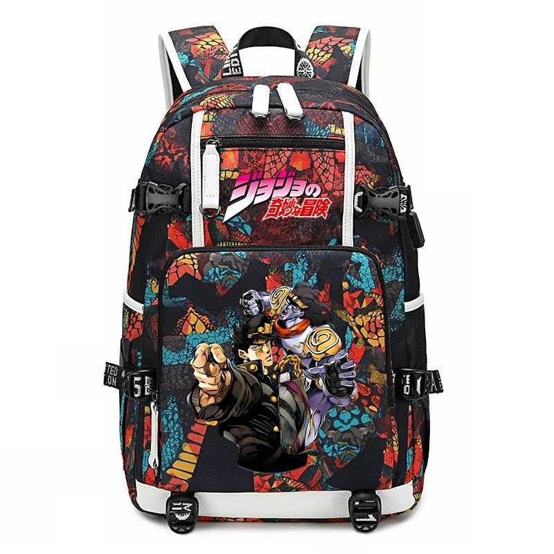 Stampa di JoJo's Bizarre Adventure Zaino Scolastico Studentesco Grande Capacità Casual Daypack per Adolescenti Bambini Scuola Viaggio