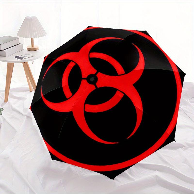 1pc Biohazard Symbol Umbrella with Plastic Handle,Suitable for All Seasons Home Travel Outdoor UmbrellaM907
