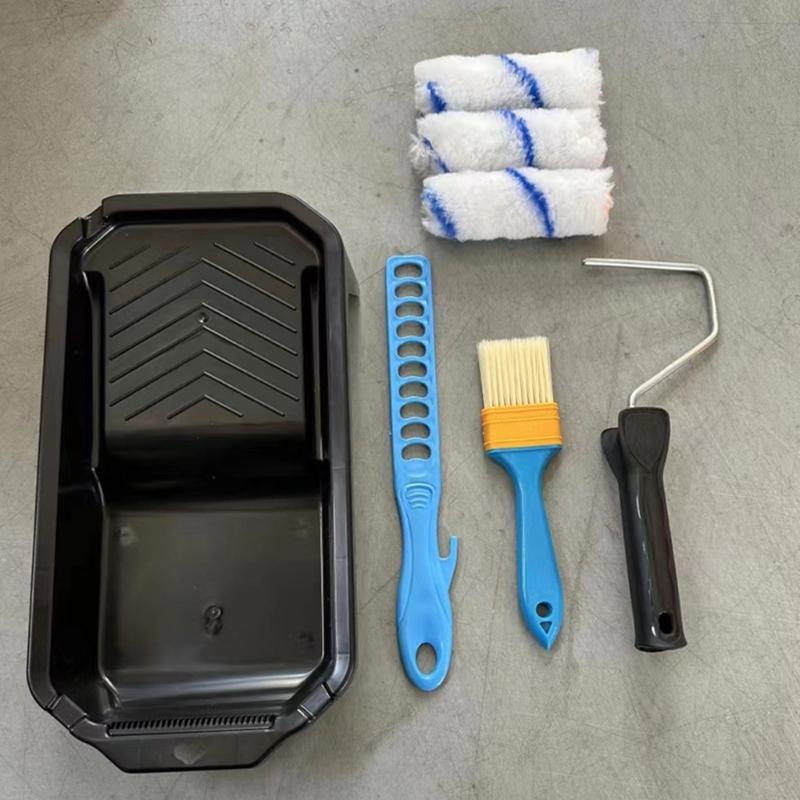 Small Paint Roller Set Includes Microfiber Rollers Touches Up Multipurpose Tray Home Accessory for Wall Painting