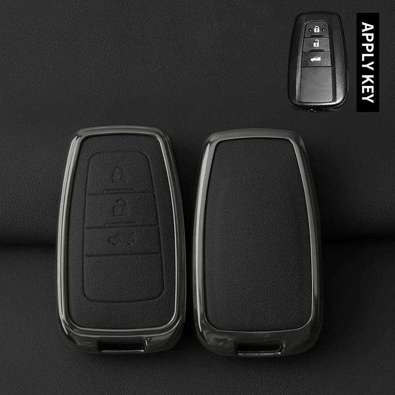 

Remote Key Case For Toyota/Camry/ Corolla CHR C-HR RAV4/Land/Cruiser/Prado Car Key Case Alloy Leather Full Cover Key Cover Shell