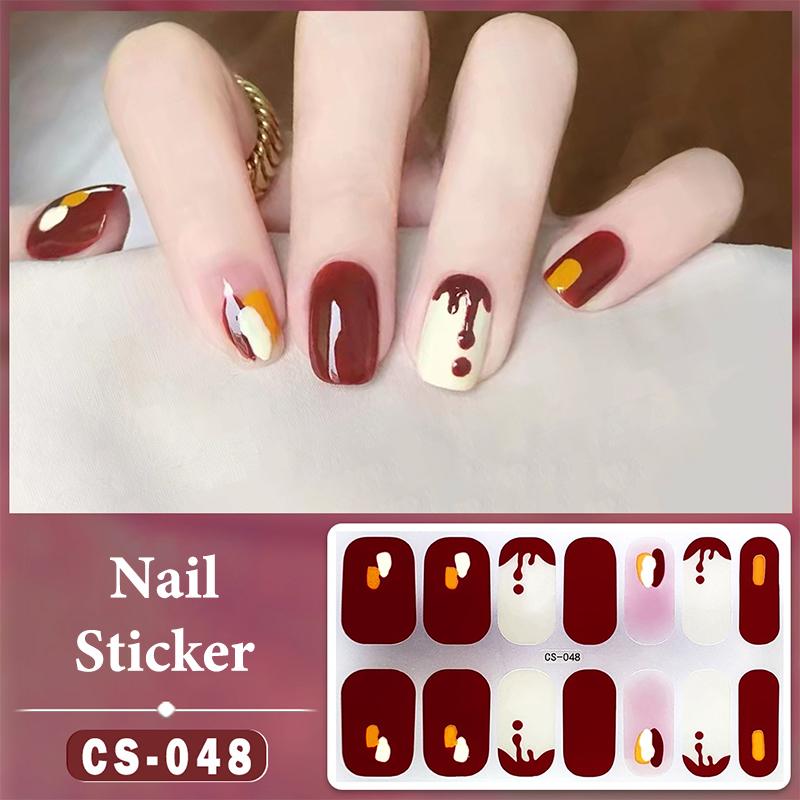 14 Nails Simple Waterproof Nail Wraps Full Cover Nail Stickers Firm And Not Easy To Fall Off Multi Color Nail Art For Women'S D