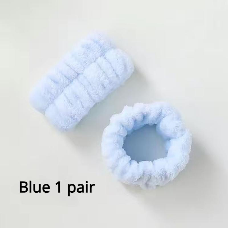 

2 шт. многоразовые браслеты для умывания на запястье из мягкой микрофибры, браслеты для мытья лица для женщин и девочек, повязка для йоги, бега, спортивная повязка на запястье 1 pair синий