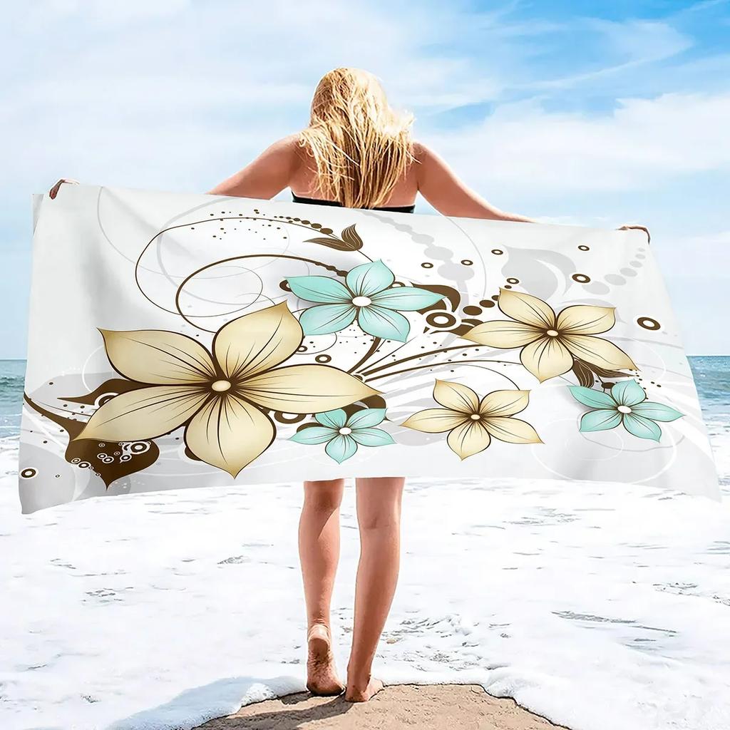 Microfiber Flowers Daisy Rose Beach Towel Blanket,Sand Proof Swimming Floral Flowers Bath Pool Towel for Travel Camping Sport