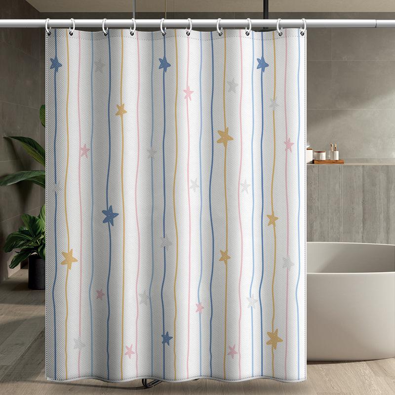Bathroom Thickened Waterproof Curtain Mildew Proof Shower Curtain Shower Partition Curtain Shower Curtain Bathroom Curtain Free Perforation