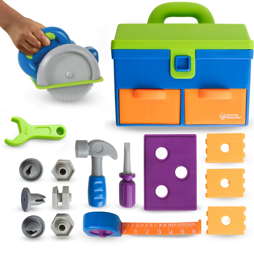 Learning Resources All-in-One Toolbox, 18 Pieces, Play House Toy, LER9754, Authentic