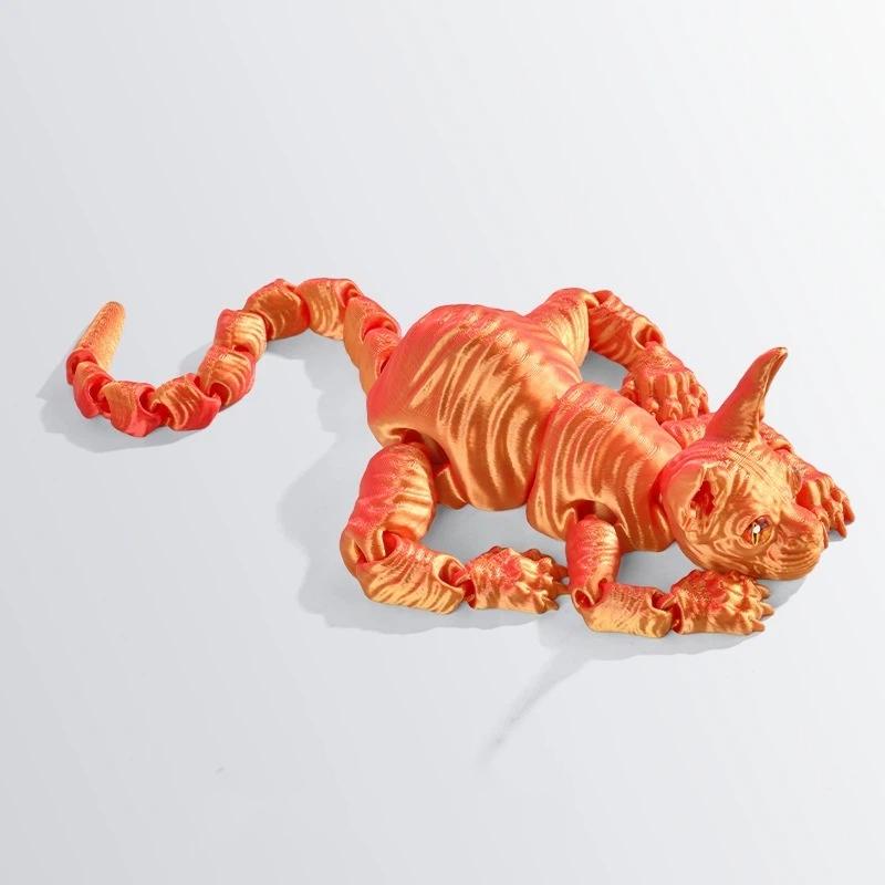 3D-gedruckte haarlose Katzenfigur, realistische bewegliche Sphynx-Katze Spielzeug, niedliches Fidget-Spielzeug & Heimdeko für Liebhaber