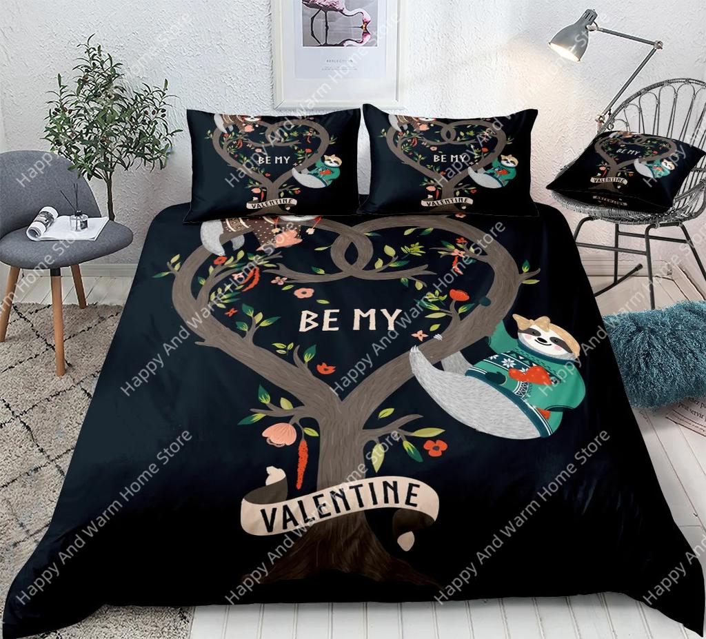 Carton Sloth Soft Duvet Cover King Quen Funy Animal Beding Set For Young Boys Wildlife Polyester Comfortable Quilt Cover Young Boys Birthday Gifts