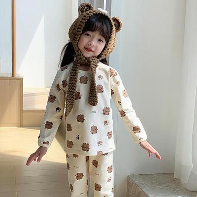 Kids' Cozy Cotton Pajama Set - Warm Autumn/Winter Underwear for Boys & Girls