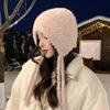 Plush Hat Women'S Season Can Be Lazy Wind Thickened Wool Hat Big Head Circumference Cold-Proof Ear Protection Hat Warm Knitted Hat