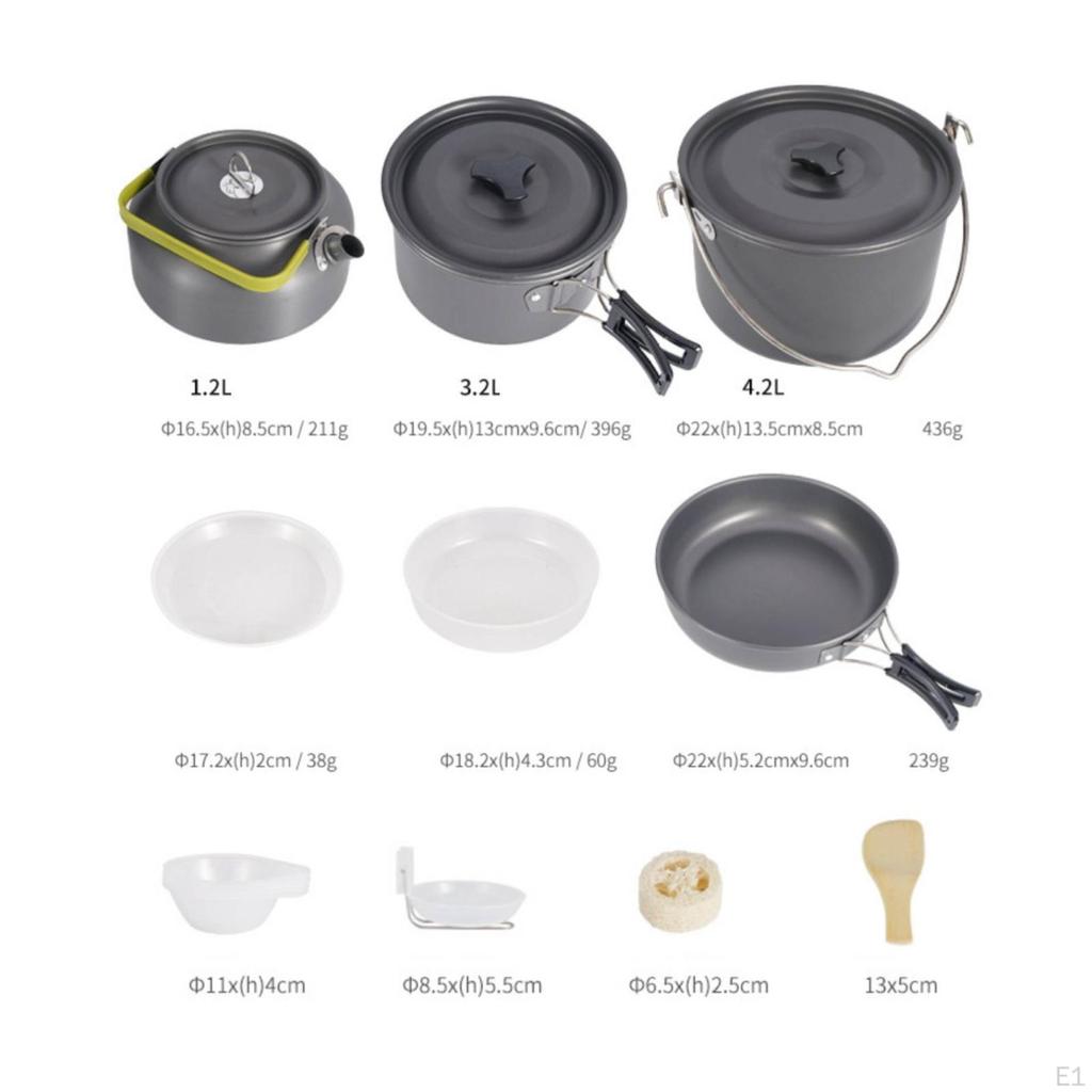 Camping Cookware Set with Kettle HardAnodized Carrying Bag for Families,