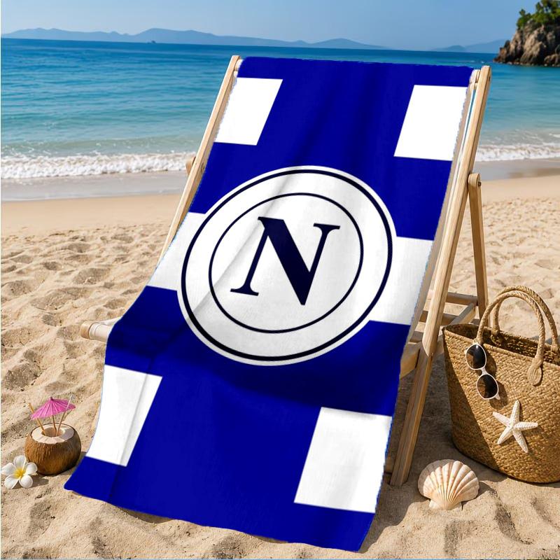 Asciugamano da Spiaggia con Emblema del Napoli Calcio, Asciugatura Rapida, Facile da Curare, Adatto Sia per il Fitness che per le Vacanze al Mare, Essenziale per lo Sport