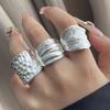 925 Sterling Silver Rings For Women Geometric Fine Jewelry Finger Adjustable Simple Dots Wide Ring For Party Birthday Gift