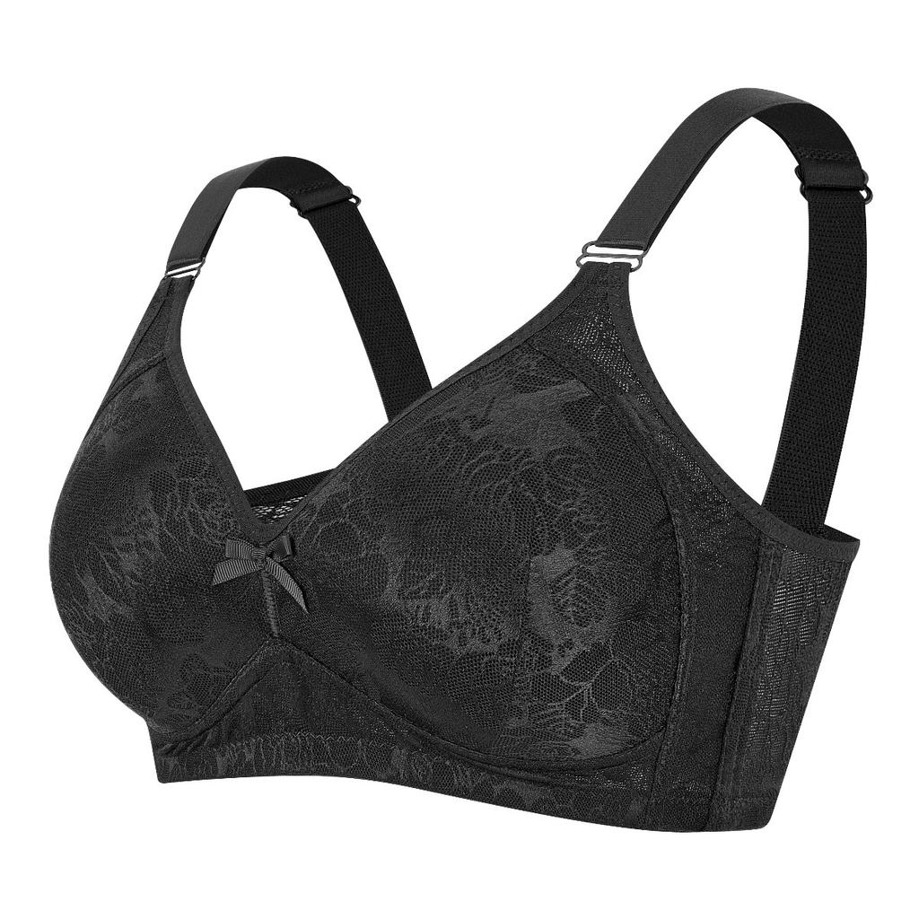 Lace Bra Without Underwire Women's Adjustable Plus-size Underwear Lace-holding Bra Middle-aged and Elderly Bra