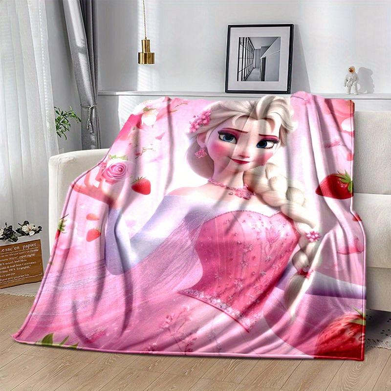 1pc, Elsa Frozen Princess Pink Floral Throw Blanket Home Decor, Couch Cover, Outdoor Blanket, Gift for Friends, Throw, Suitable for Bedroom,