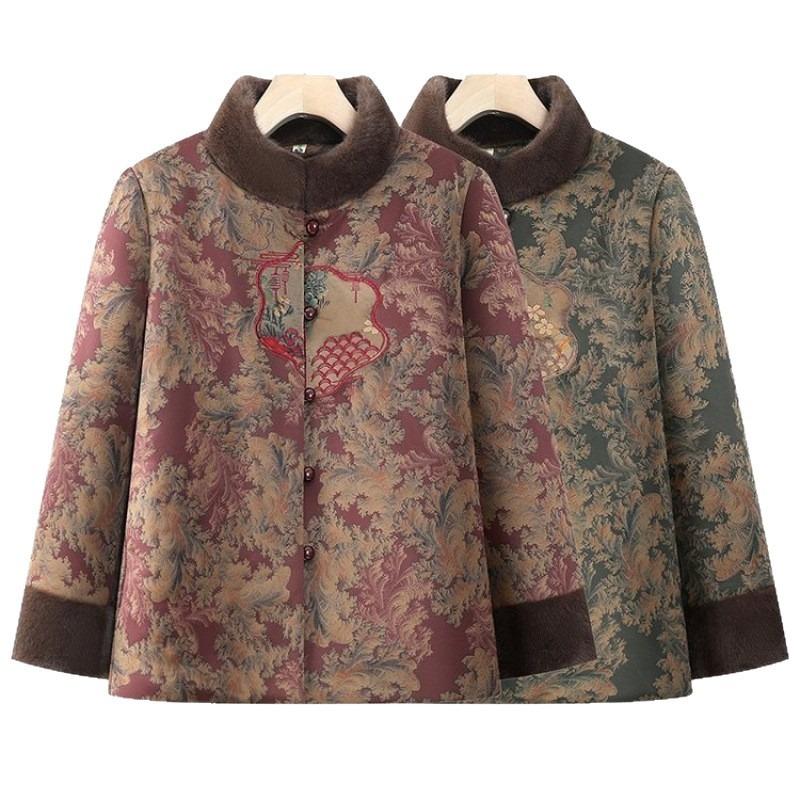 Winter cotton-padded jacket piled and thickened elderly woman winter warm jacket old lady cotton-padded jacket