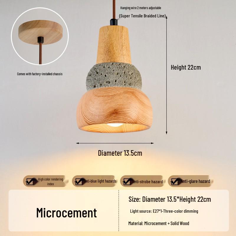 Japanese Wabi-Sabi Yellow Travertine Pendant Light, Retro Mid-Century Style for Bedroom, Homestay, or Restaurant.