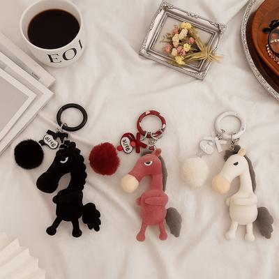 Animal Year of the Horse Keychain Adorable Plush Pony Bag Charm Cute Zodiac Pendant  Key Accessory