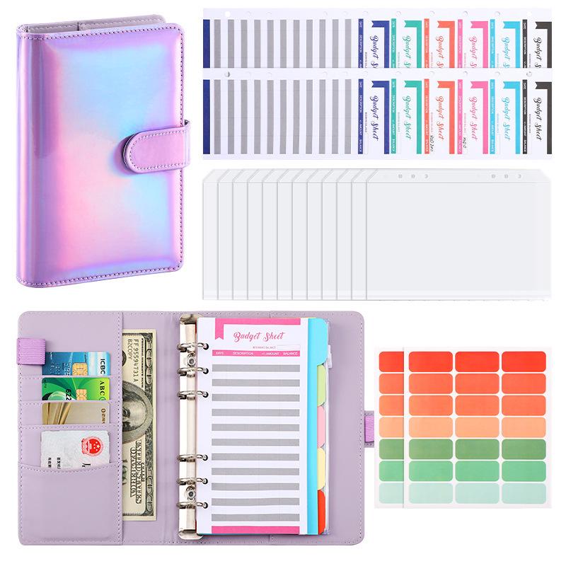 Colorful A6 PU Leather Macaron Budget & Account Book - Multi-functional Cash Diary & Storage Planner