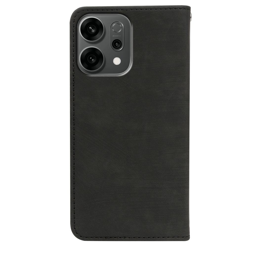 For Oppo Reno14 5G (Global) Case Strong Magnetic Leather Wallet Phone Cover with Striped Texture