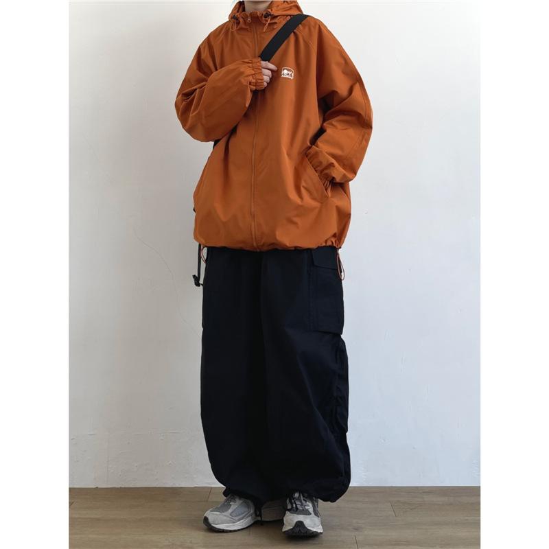 Vintage multi-pocket paratrooper overalls men's loose and versatile straight wide-leg pants cityboy casual trousers