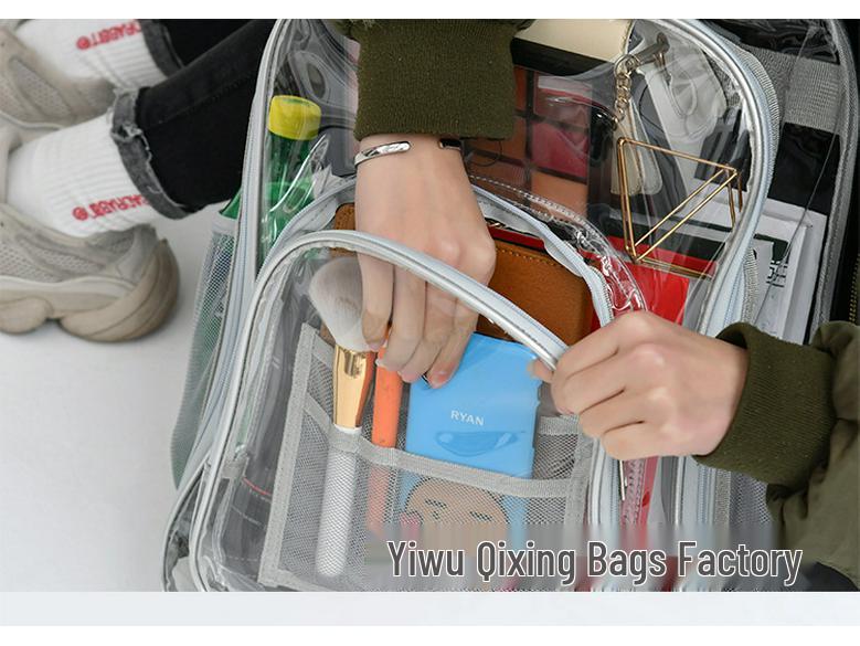 Large Capacity Transparent Backpack for High School Girls - Durable PVC Design.