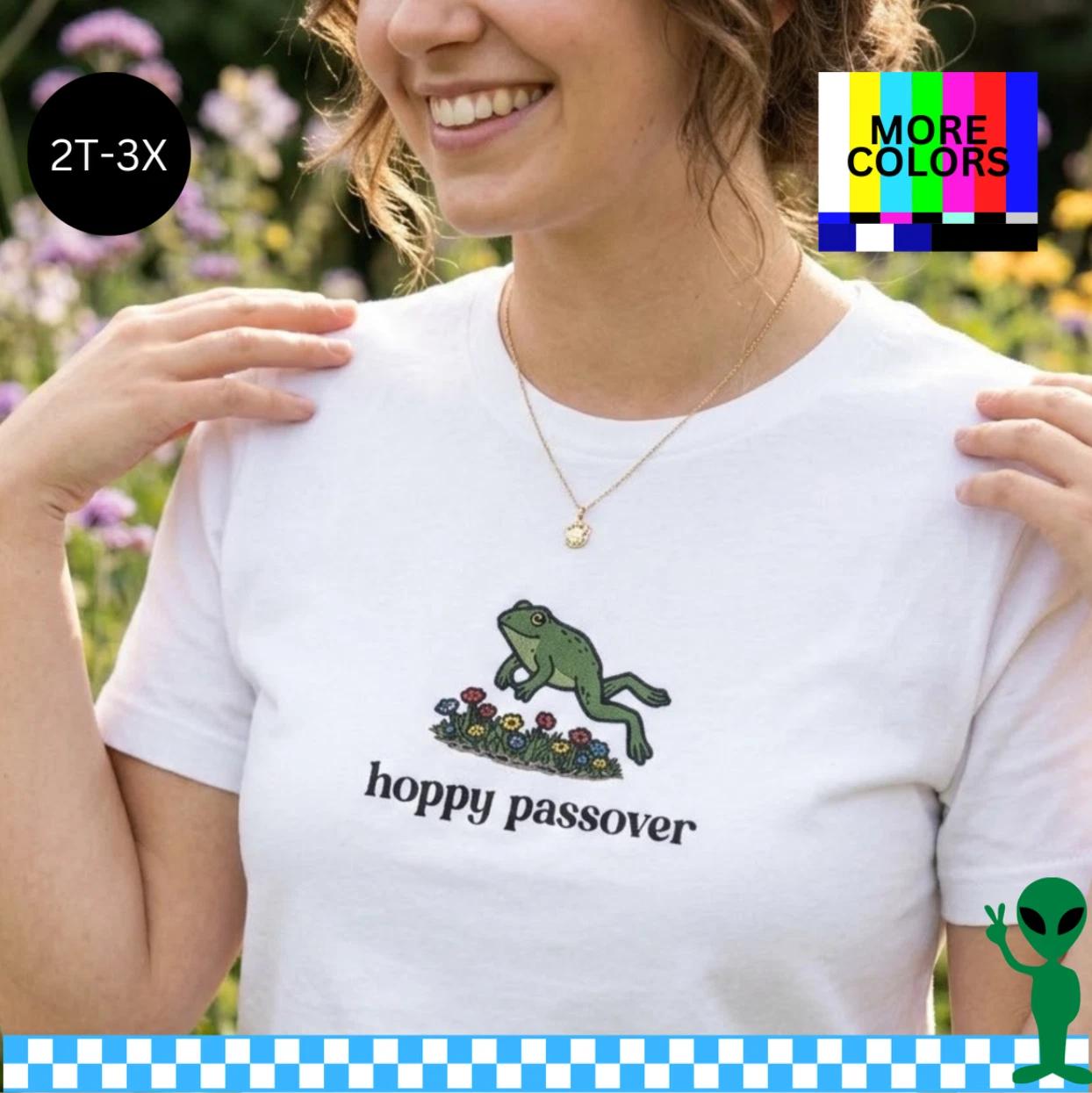 Funny Passover Frog Shirt Hoppy Passover Jewish Holiday Humor Tee S