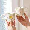 Creative Hand Pinched Ceramic Coffee Cups and Saucers Cute Hand-painted Floral Blueberry Love Mugs Home Afternoon Tea Drinkware