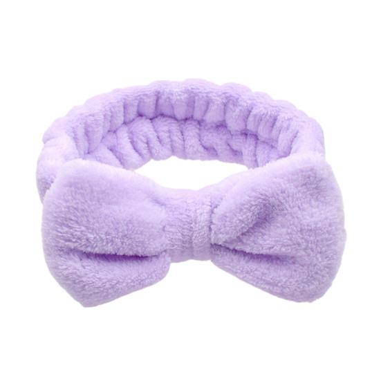 

Makeup Headband Solid Color High Elasticity Skin-touch Bowknot Coral Fleece Hair Band Hair Accessories фиолетовый