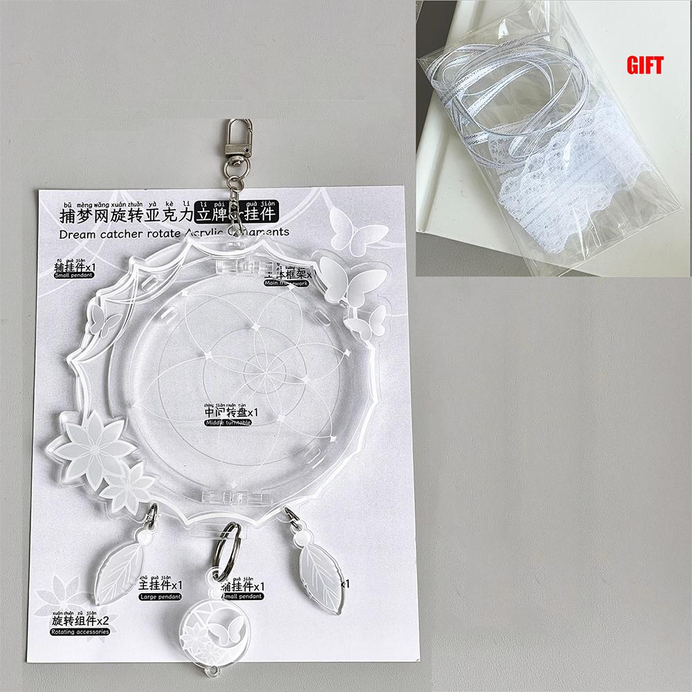 

GGE Butterfly Dreamcatcher Photo Display - Acrylic Badge Frame with Lace Ribbon Pendant Vintage Decor for Bedroom & Wall Decor белый
