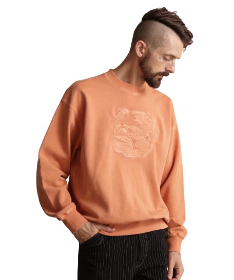 

Schott Crew Sweat Stencil Bulldog, Men s Crew Neck Sweatshirt, Size S (150), Orange, 782-3232001