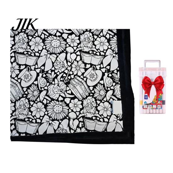 DIY Coloring Blanket for Parties Color Your Own Art Project with Markers Washable Gift Idea Craft Throw Home Decor Holiday Party Activity Unique