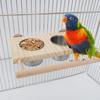 Wooden Perch Stand Hanging Feeder Bowls Multifunctional Bird Food Cups  Budgie