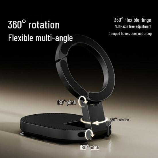 3-in-1 Multi-Functional Magnetic Carabiner Suction Cup Rotating Phone Holder Ring Standard Black