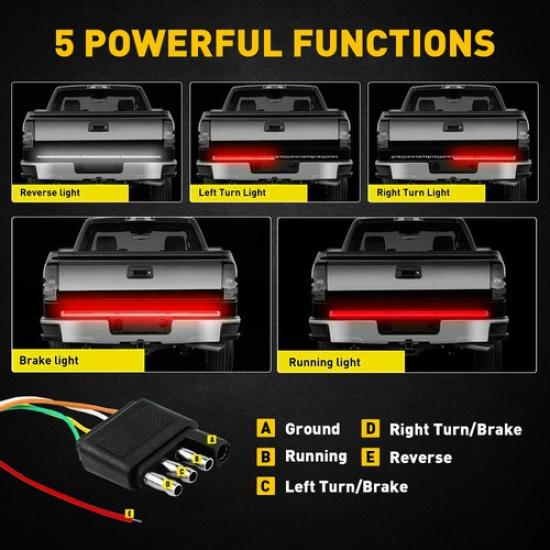 48" Tailgate Strip Truck Sequential LED Turn Signal Tail Brake Reverse Bar Light