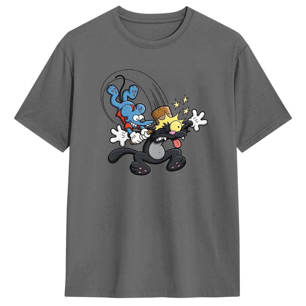 Itchy And Scratchy T Shirt Summer Cotton Tshirts For Men Trending Custom Logo Tee Shirt Shortsleeve Vintage Top Tees