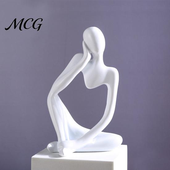Minimalist Art Statue Thinker Statue, Modern Abstract Sculpture, 3D Printed Home Office Decoration Collectible Figurine for Bookshelf Desktop