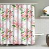 Vintage Floral Shower Curtain Pink Lilies With Green Leaves For Bathroom Decorations Waterproof Fabric Bathroom Curtains With