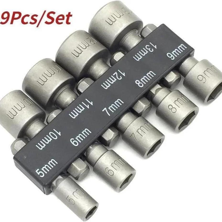1 Set 5mm-13mm Hex Socket S Sleeve Power Nut Driver Drill Bit Set 1/4" Screw Metric Driver Tool Set Adapter