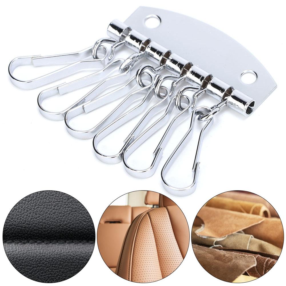Key Row Wallet Leather Bag Hardware Key Ring Row Organizer Holder 6 Hooks Clasp Clip (Silver)