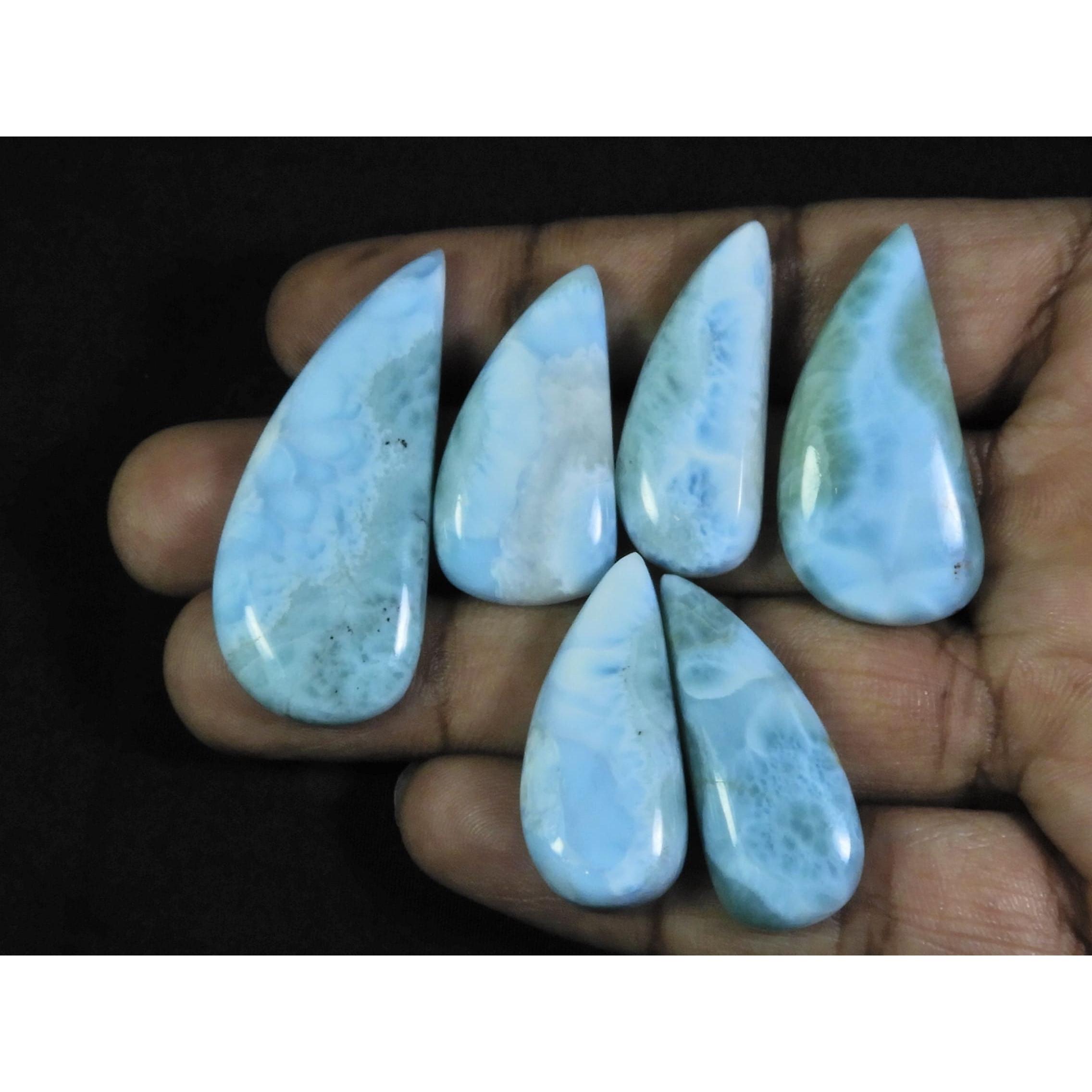 

14X32-20X46MM Natural Larimar Pectolite Fancy Cabochon Loose Gemstone 6Pcs C-60