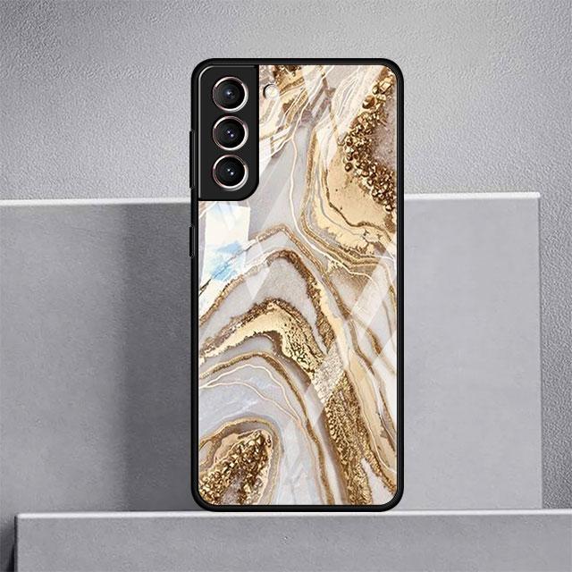 Luxus-Cool-Glashülle mit Marmormuster für Samsung Galaxy S22 S20 FE S21 Plus Telefonabdeckung S10 5G S9 Note 20 Ultra 10 Lite Shell