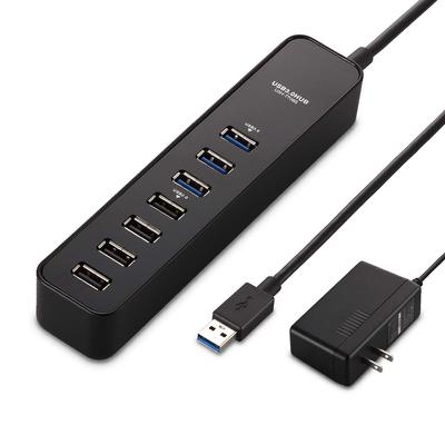 Elecom USB3.0 Hub 7 Portlu AC Adaptörlü (150cm) Kendi/Bus Uyumlu Mıknatıslı MacBook/Surface Pro/Chromebook ve Diğer Dizüstü Bilgisayarlarla Uyumlu/N