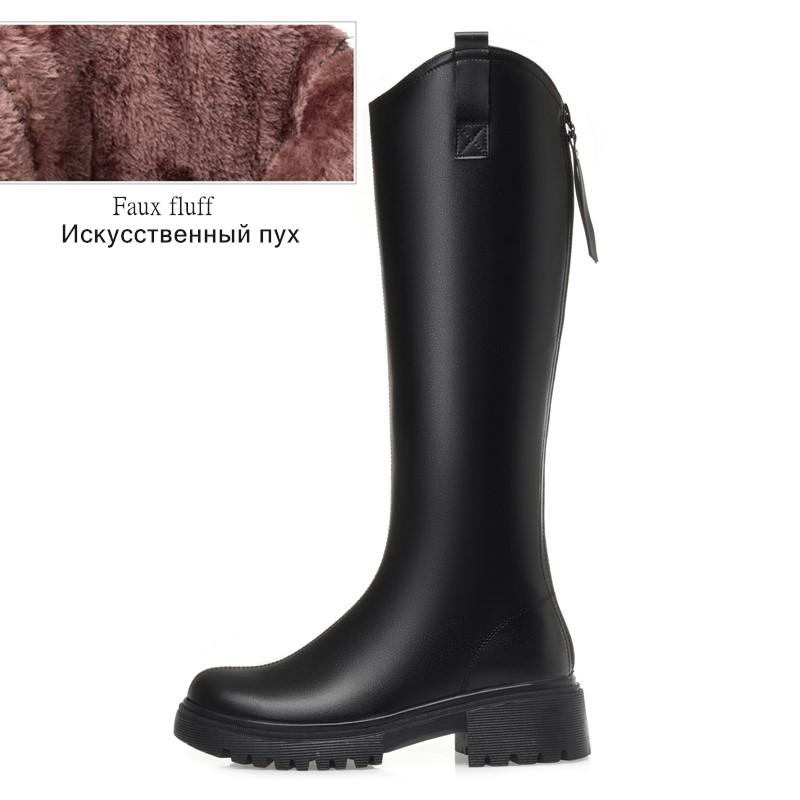 

Модные женские зимние ботинки AIYUQI 2025 Новые большого размера Ботинки для верховой езды Женские Натуральная шерсть Теплые Высокие Ковбойские ботинки Вестерн Женские 42