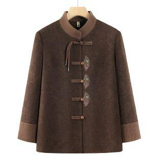 Elderly Women s Tang Suit Jacket - Spring/Autumn New Chinese Style Top 4XL кофейный